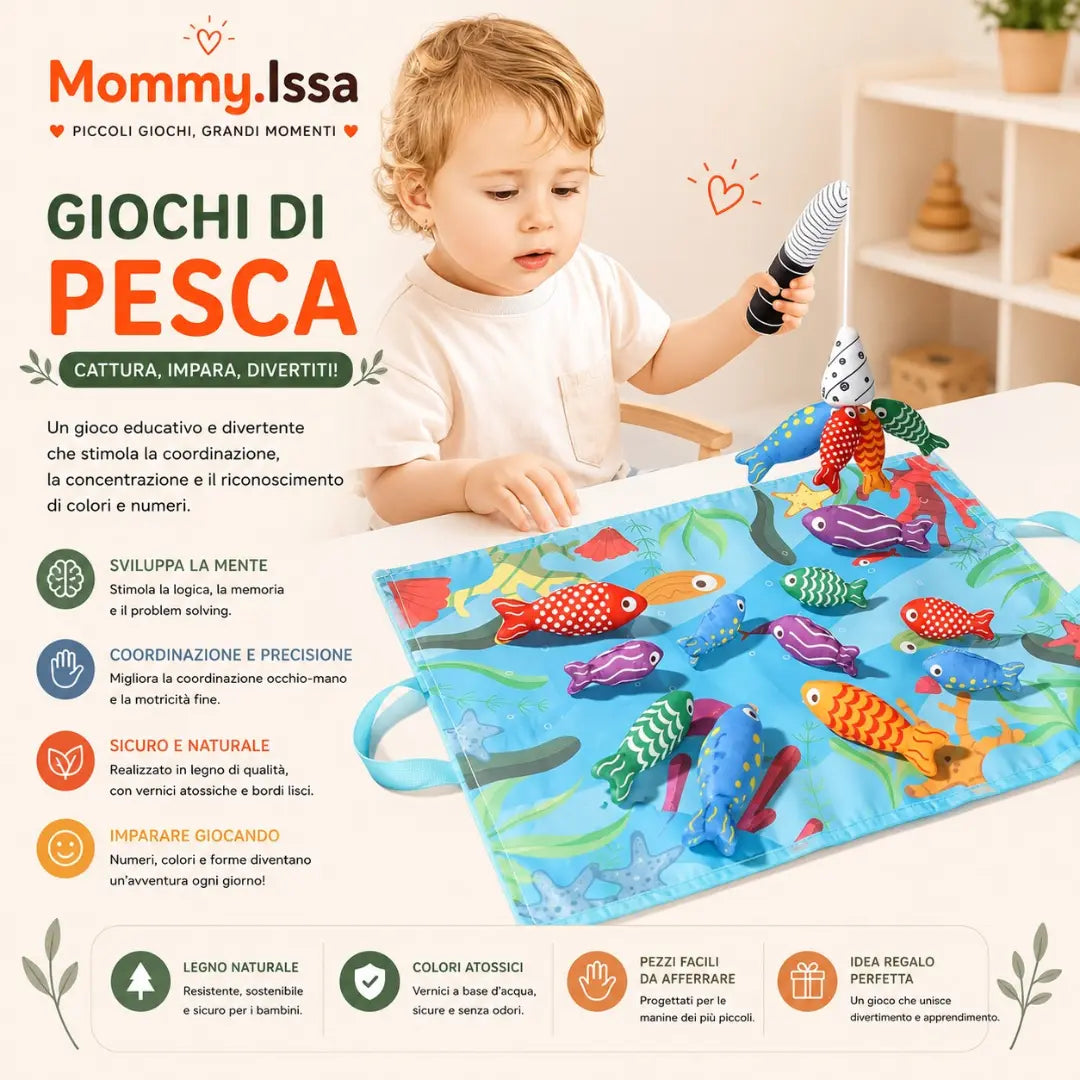 NEMO FISHING. Giocattoli da pesca colorati per neonati, set da pesca in tessuto per bambini