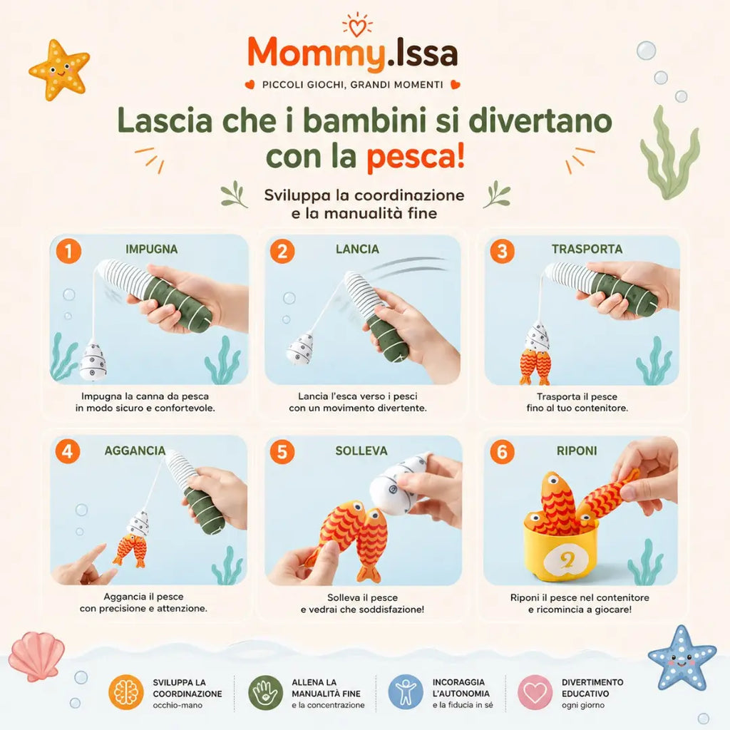 NEMO FISHING. Giocattoli da pesca colorati per neonati, set da pesca in tessuto per bambini