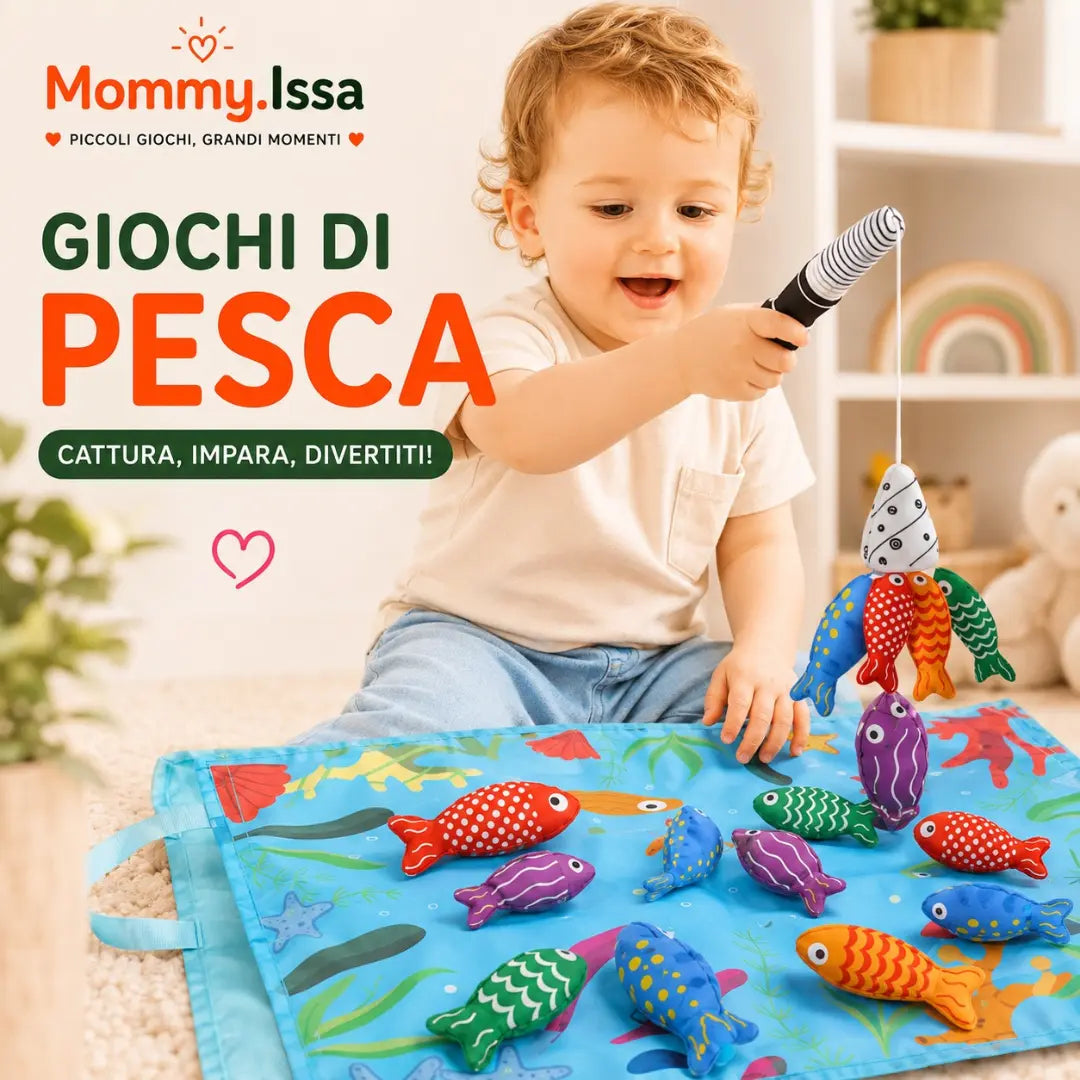 NEMO FISHING. Giocattoli da pesca colorati per neonati, set da pesca in tessuto per bambini