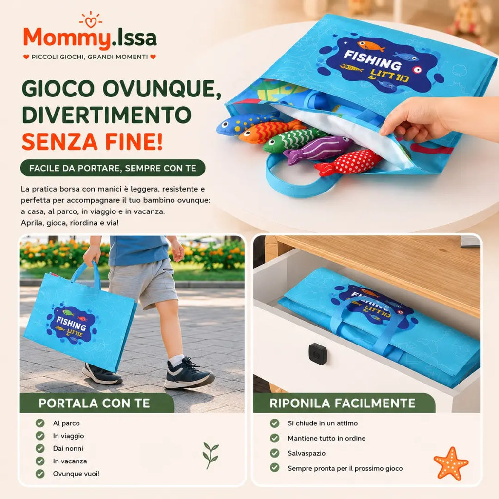 NEMO FISHING. Giocattoli da pesca colorati per neonati, set da pesca in tessuto per bambini