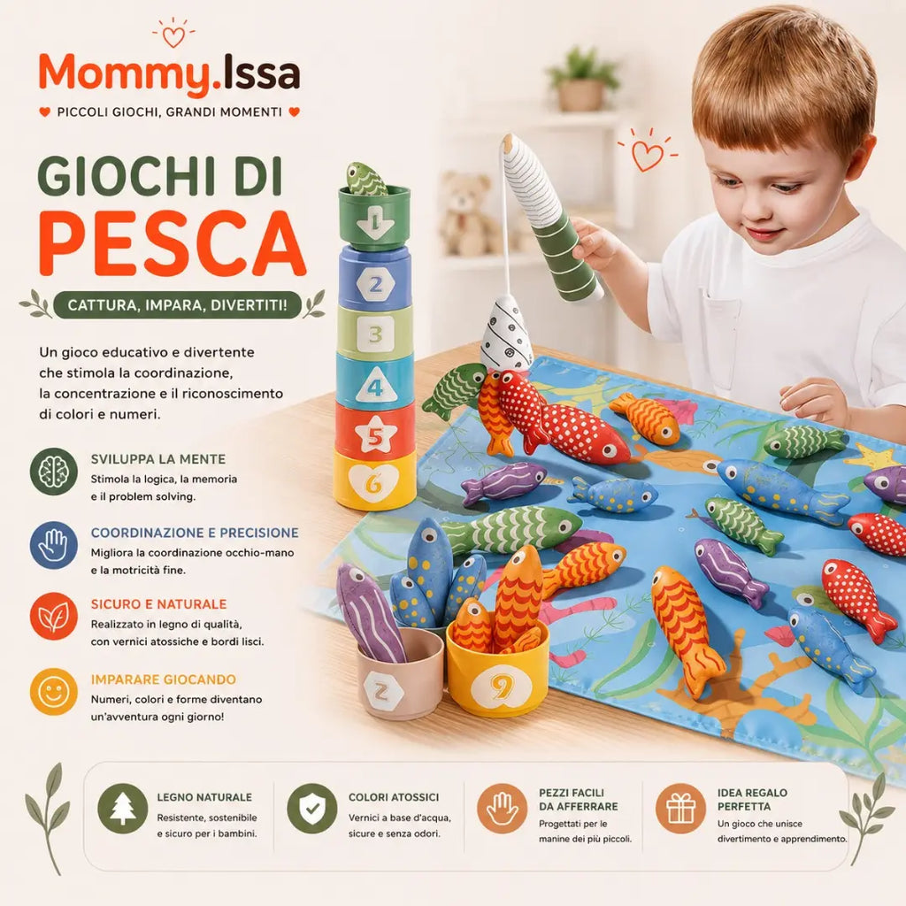 NEMO FISHING. Giocattoli da pesca colorati per neonati, set da pesca in tessuto per bambini