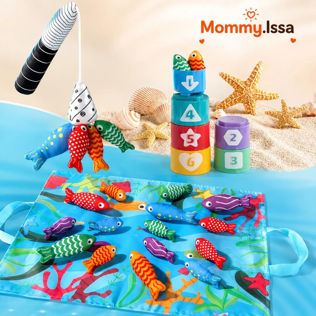 NEMO FISHING. Giocattoli da pesca colorati per neonati, set da pesca in tessuto per bambini