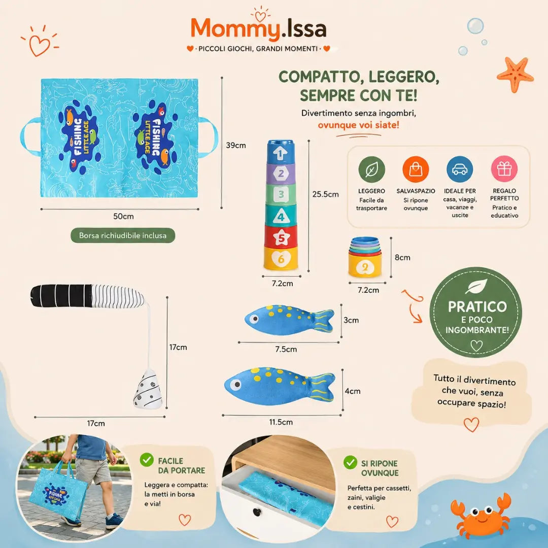 NEMO FISHING. Giocattoli da pesca colorati per neonati, set da pesca in tessuto per bambini