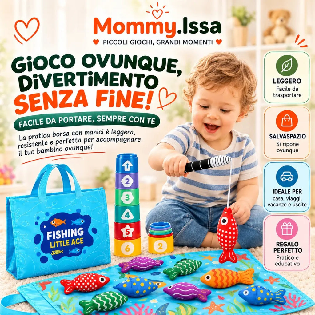 NEMO FISHING. Giocattoli da pesca colorati per neonati, set da pesca in tessuto per bambini
