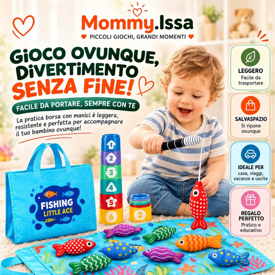 NEMO FISHING. Giocattoli da pesca colorati per neonati, set da pesca in tessuto per bambini